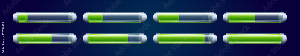 Game ui loading progress bars vector set, cartoon interface design ...