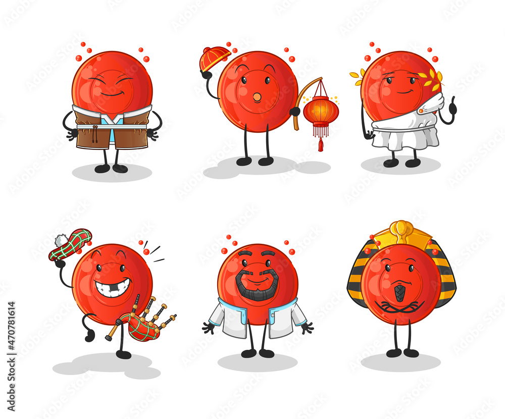 blood cell world culture group. cartoon mascot vector blood cell world culture group. cartoon mascot vector