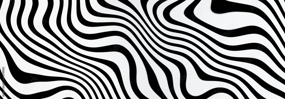 3d rendering illustration of stripes,wave,asymmetrical,abstract background black and white, zebra pattern for fabric,website banner. 3d rendering illustration of stripes,wave,asymmetrical,abstract background black and white, zebra pattern for fabric,website banner.
