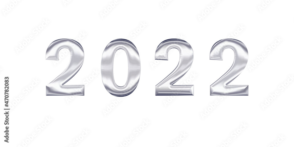 2022 date with silver numbers isolated on white background. Christmas New Year holiday design
2022 date with silver numbers isolated on white background. Christmas New Year holiday design