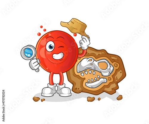 blood cell archaeologists with fossils mascot. cartoon vector