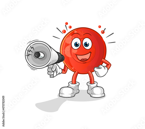 blood cell holding hand loudspeakers vector. cartoon character