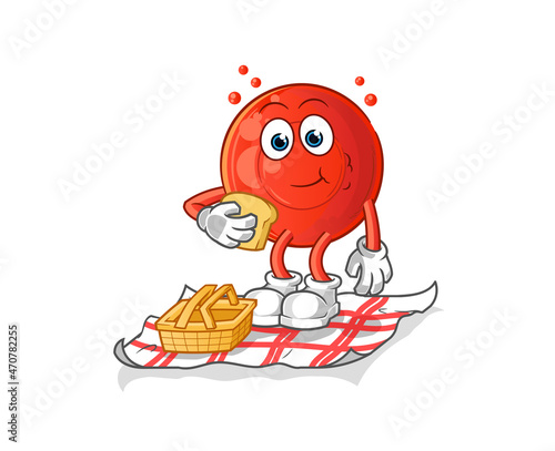 blood cell on a picnic cartoon. cartoon mascot vector