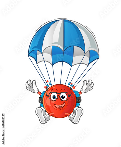 Fototapeta Naklejka Na Ścianę i Meble -  blood cell skydiving character. cartoon mascot vector
