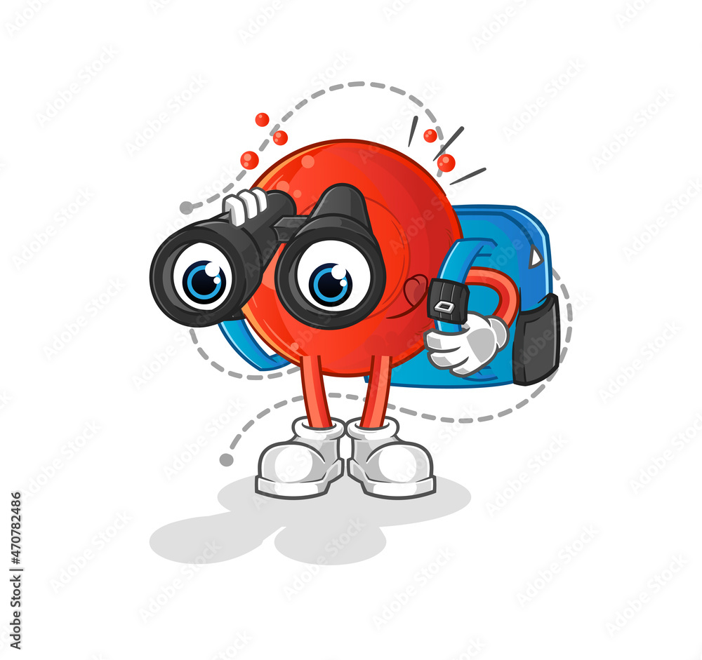 blood cell with binoculars character. cartoon mascot vector