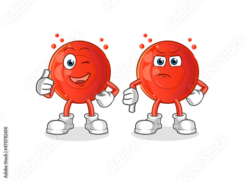blood cell thumbs up and thumbs down. cartoon mascot vector