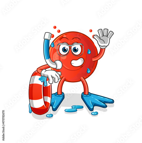 blood cell swimmer with buoy mascot. cartoon vector © dataimasu