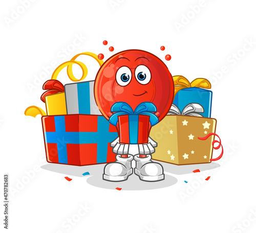 Wallpaper Mural blood cell give gifts mascot. cartoon vector Torontodigital.ca