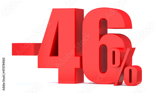 Minus 46 Percent off 3d Sign on White Background
