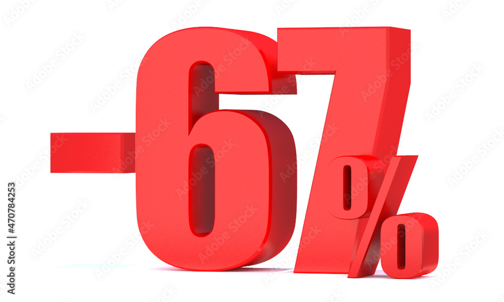 Minus 67 Percent off 3d Sign on White Background Minus 67 Percent off 3d Sign on White Background