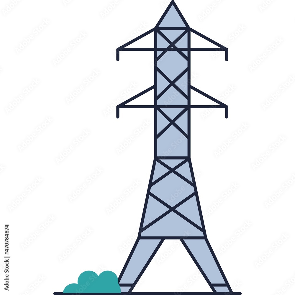 Electric tower line vector icon isolated on white Electric tower line vector icon isolated on white