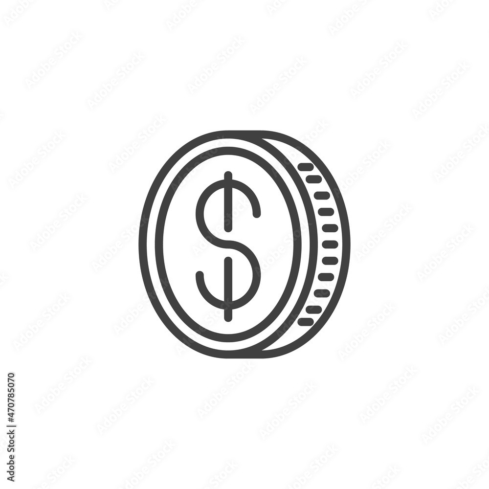 Dollar coin line icon. Dollar coin line icon.