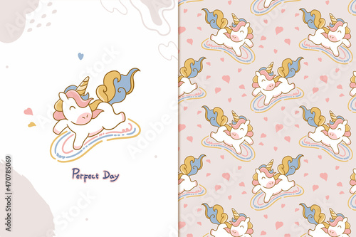 perfect day unicorn seamless pattern 