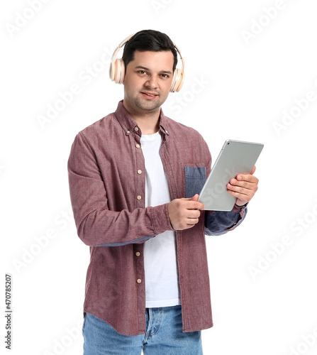 Young man with tablet compu...