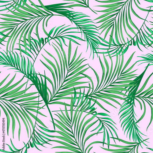 Jungle vector pattern with tropical leaves.Trendy summer print. Exotic seamless background. Wallpaper. Tropic banner.