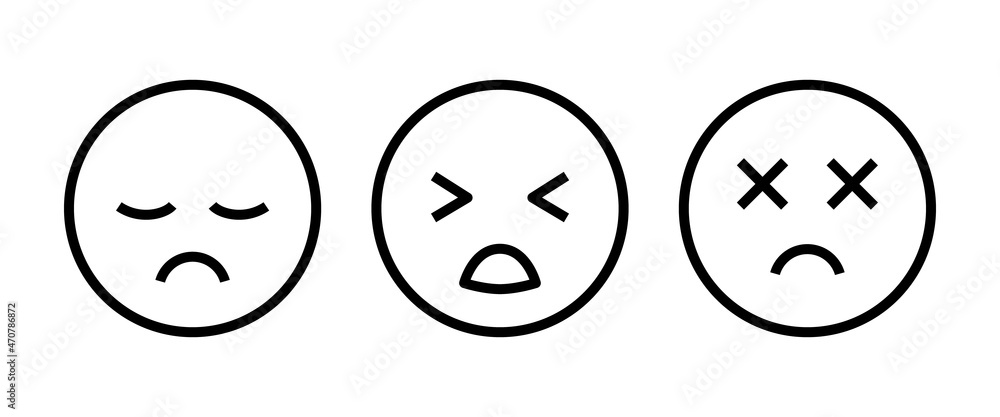 Pensive face line icon. Sad face with closed eyes. Disappointed, hurt or lonely emoticon. Facial expression button, vector, sign, symbol, logo, illustration, editable stroke, flat design style Pensive face line icon. Sad face with closed eyes. Disappointed, hurt or lonely emoticon. Facial expression button, vector, sign, symbol, logo, illustration, editable stroke, flat design style