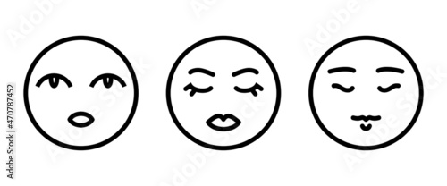 female face, woman front face avatar icon, Woman's profile emoji