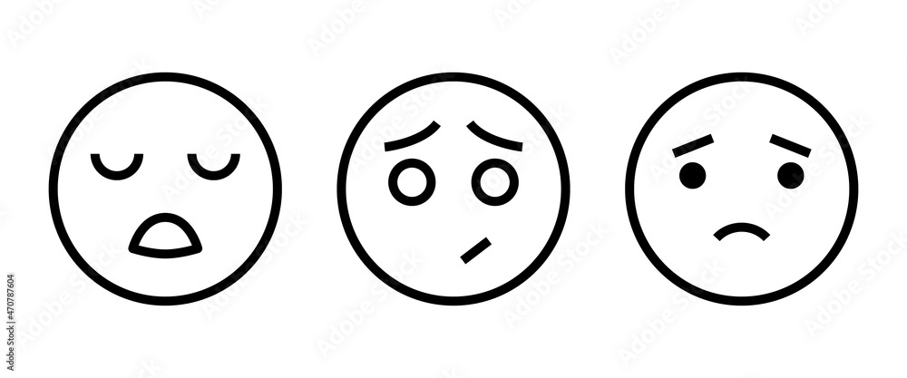 Pensive face line icon. Sad face with. Disappointed, hurt or lonely emoticon. Facial expression button, vector, sign, symbol, logo, illustration, editable stroke, flat design style Pensive face line icon. Sad face with. Disappointed, hurt or lonely emoticon. Facial expression button, vector, sign, symbol, logo, illustration, editable stroke, flat design style