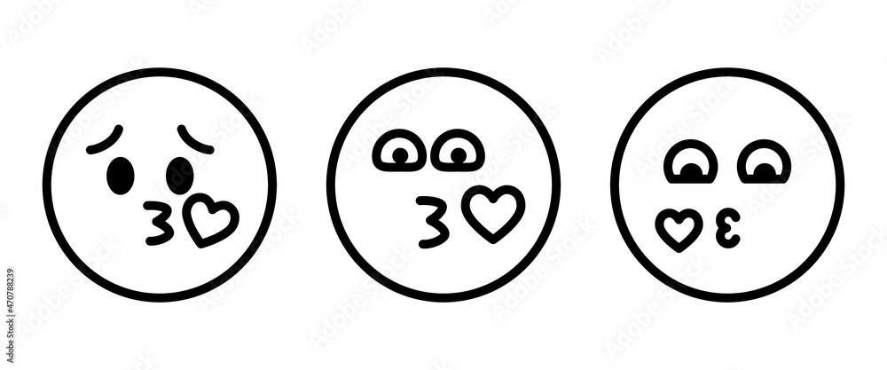 kissing mouth icon, emoticon face blowing a kiss icon, with heart illustration, editable stroke, flat design style isolated on white kissing mouth icon, emoticon face blowing a kiss icon, with heart illustration, editable stroke, flat design style isolated on white