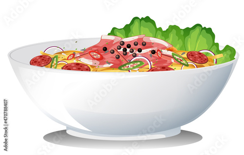 Side view of spaghetti bowl isolated