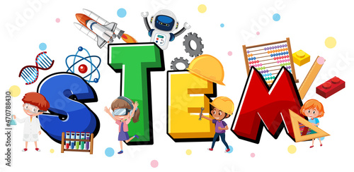 Colourful STEM education text icon