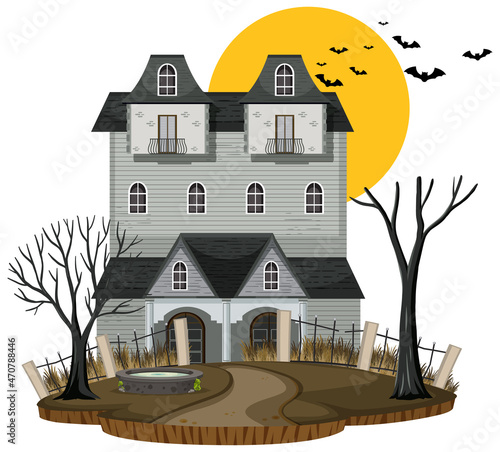 Halloween haunted house on white background