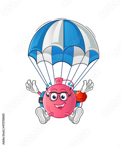 Fototapeta Naklejka Na Ścianę i Meble -  perfume skydiving character. cartoon mascot vector
