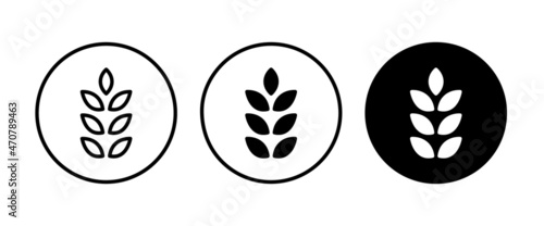 Farm wheat ears icon. Gluten free icon, wheat leaf, Agriculture