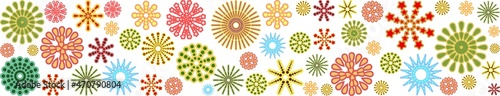 Festive background. Seamless picture. Bright flashes of fireworks in a symbolic style. Petard and squib. Flat design. Cartoon style. Isolated Vector