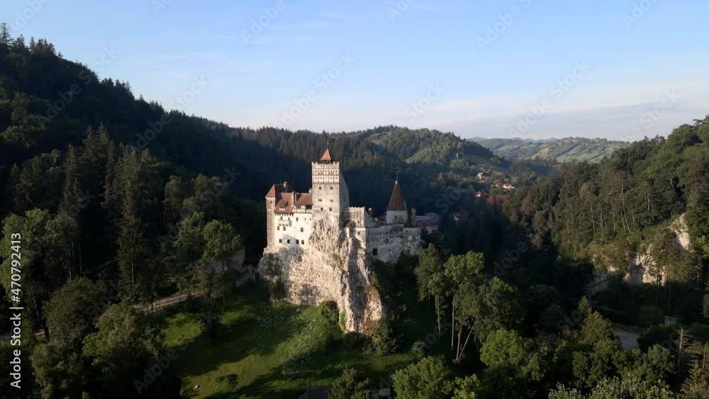 Aerial view of Bran Castle in Transylvania. Known as Dracula Castle in Romania Aerial view of Bran Castle in Transylvania. Known as Dracula Castle in Romania