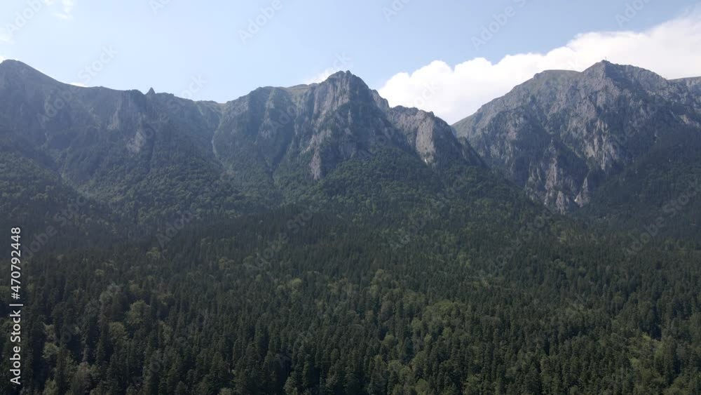 Beautiful aerial shot of the Southern Carpathian and Bucegi Mountains in Romania Beautiful aerial shot of the Southern Carpathian and Bucegi Mountains in Romania