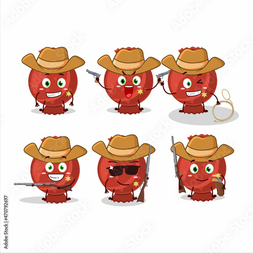 Cool cowboy red candy wrap cartoon character with a cute hat