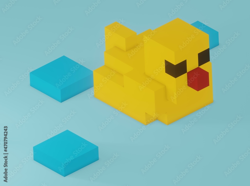 Voxel art rubber yellow duck Voxel art rubber yellow duck