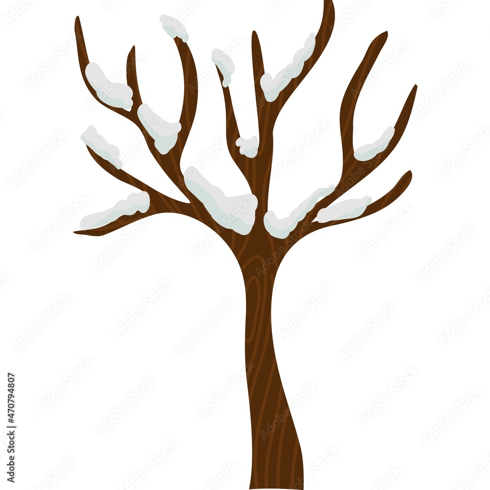 Winter snow-covered tree flat vector icon isolated Winter snow-covered tree flat vector icon isolated