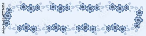 Illustration on a sheet of 4x1 format - stylized flowers with leaves - graphics. Banner for text, gift