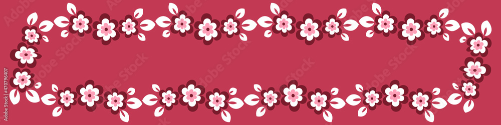 Illustration on a sheet of 4x1 format - stylized flowers with leaves - graphics. Banner for text, gift Illustration on a sheet of 4x1 format - stylized flowers with leaves - graphics. Banner for text, gift