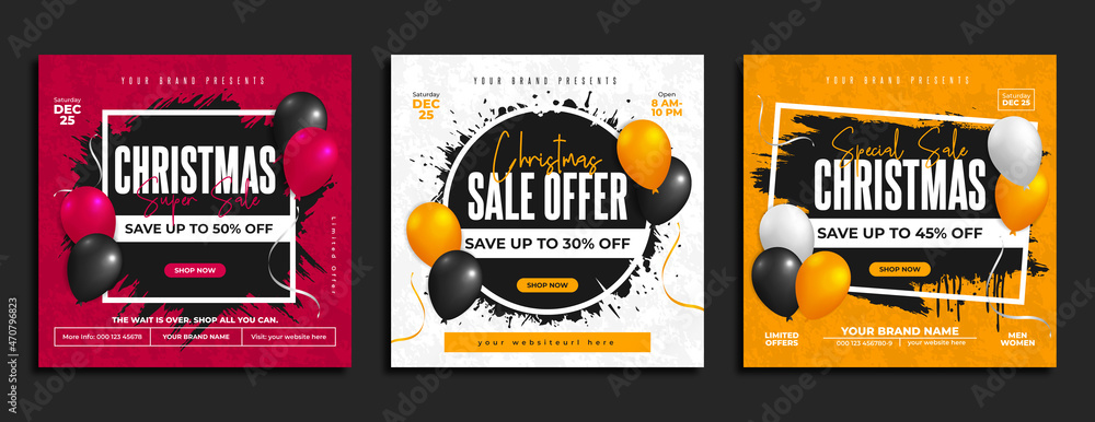 Christmas festival sale promotion social media post template design with abstract background, logo and icon. Xmas celebration, winter holiday & new year business marketing banner, flyer or poster.    
