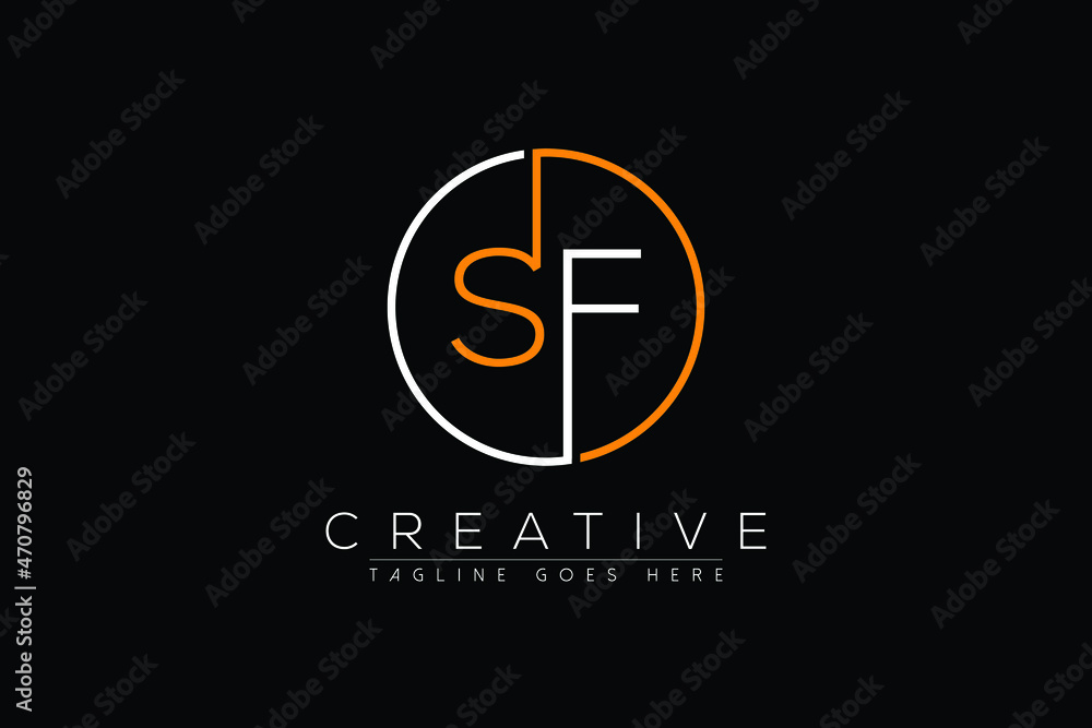 letter sf elegant and luxury Initial with circle frame minimal monogram