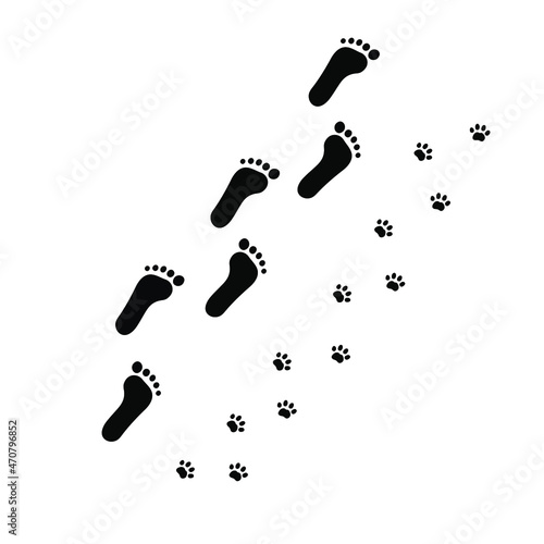dog and human vector footprint 