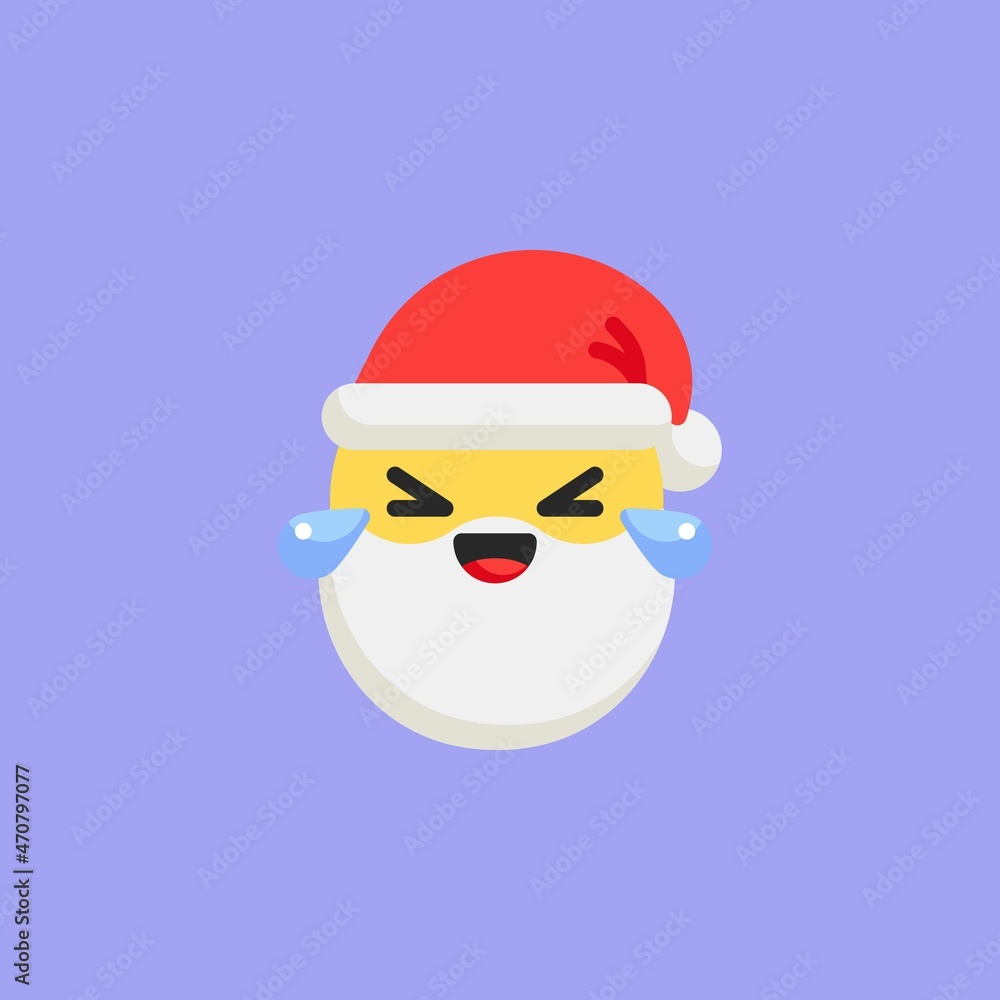 Santa Face with Tears of Joy flat icon