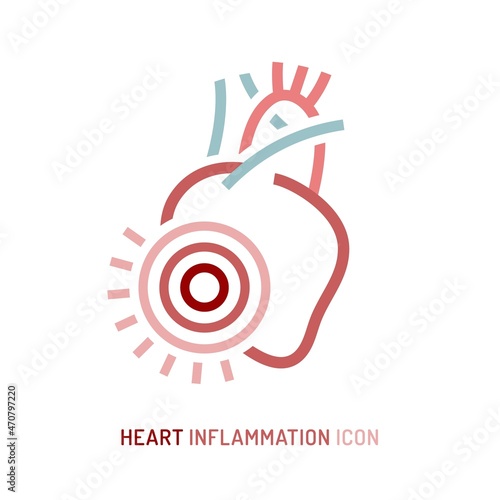Heart inflammation, pain, angriness sign. Editable vector illustration
