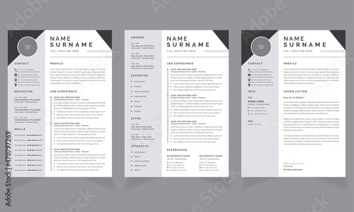 Resume Set Layout and Curriculum vitae Template, cv Set 