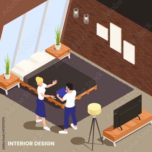Interior Designer Isometric Composition