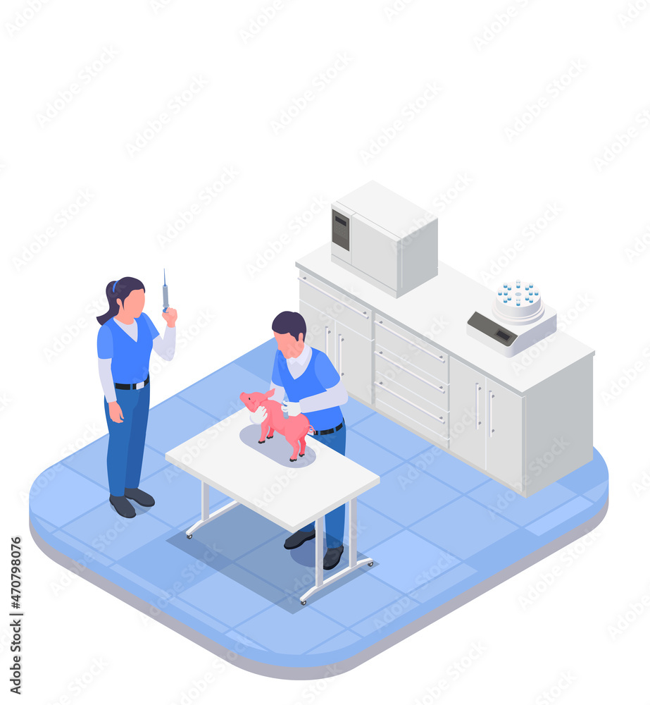 Farm Animals Veterinary Isometric Colored Concept Farm Animals Veterinary Isometric Colored Concept