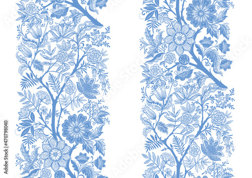 Seamless Pattern. Fantasy flowers in retro, vintage style. Element for design. Vector illustration.