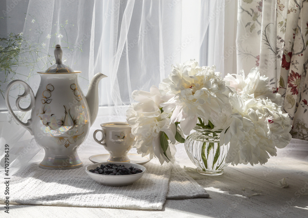 Image with peonies. Image with peonies.