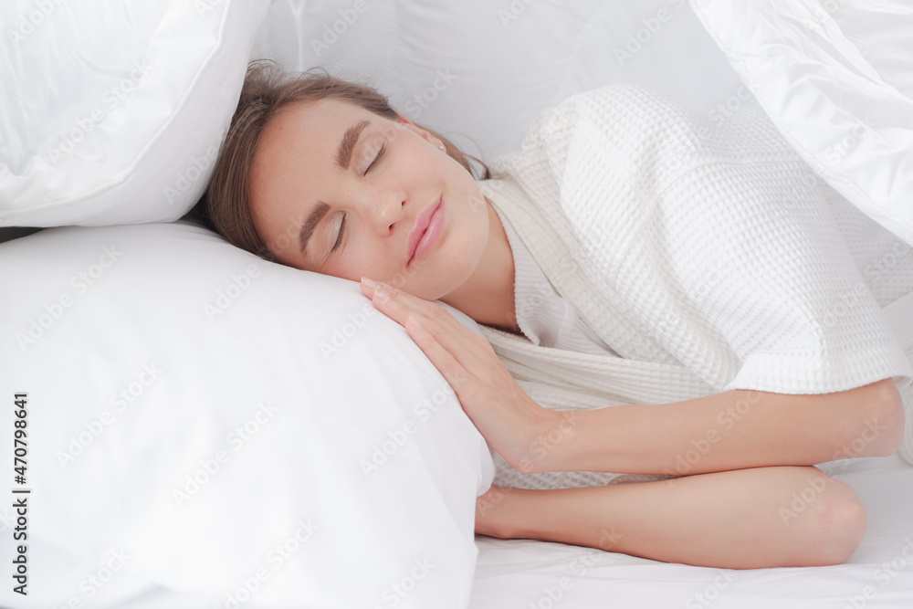 woman relax time on the bed in morning woman relax time on the bed in morning