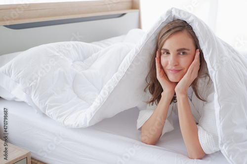 woman relax time on the bed in morning