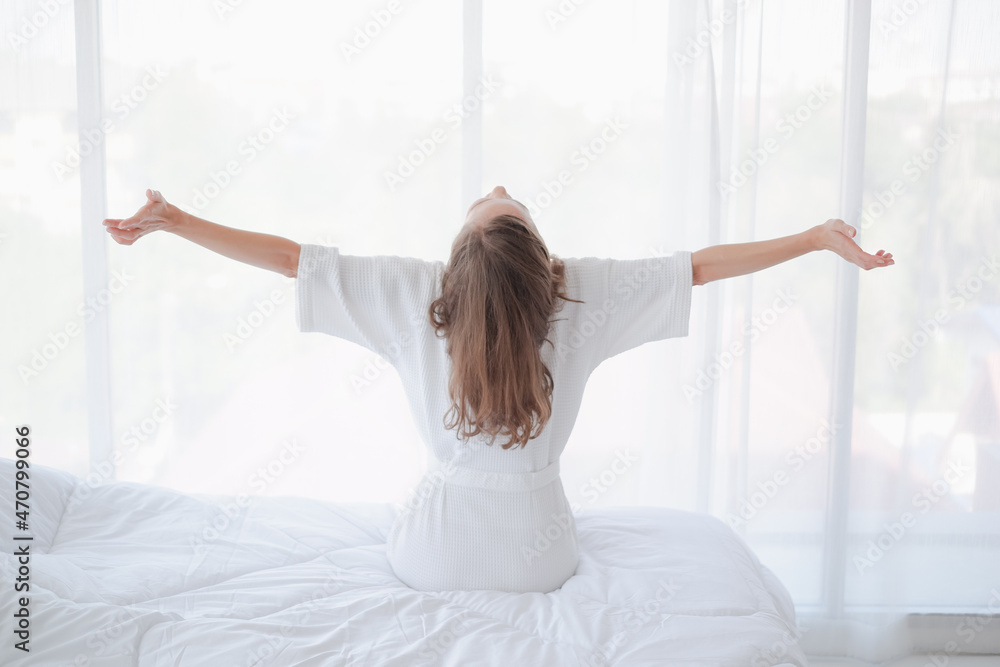 woman relax time on the bed in morning