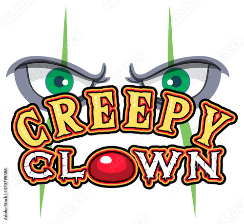 Scary clown eyes with Creepy Clown word logo